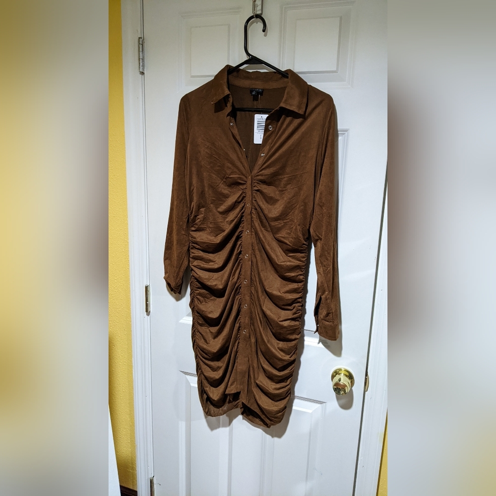 Torrid 0 L bodycon dress nwt brown faux suede